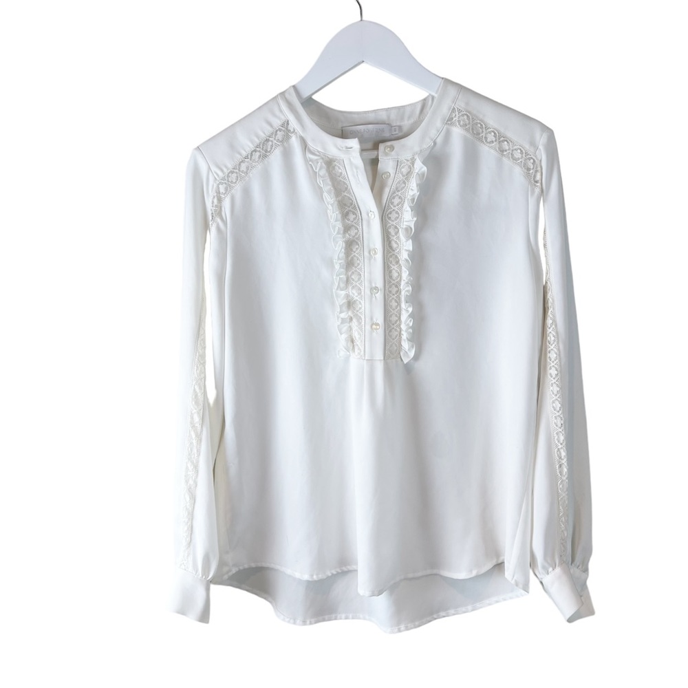 Anne Fontaine Romanella White Blouse‎ Top Size 40 Flawed